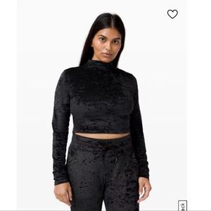 Lululemon all aligned mock neck long sleeve in black crushed velvet!